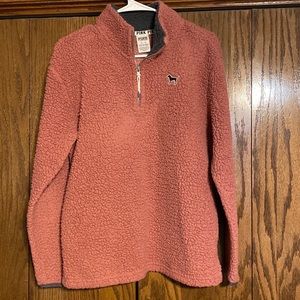 Pink Sherpa Pullover with Zipper